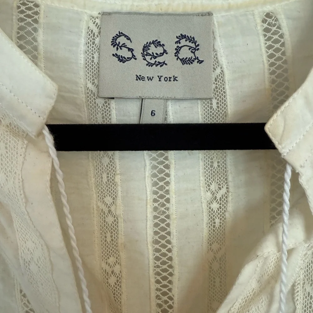 Sea New York Boho Lace Bib Ruffle Top - Picture 7 of 8
